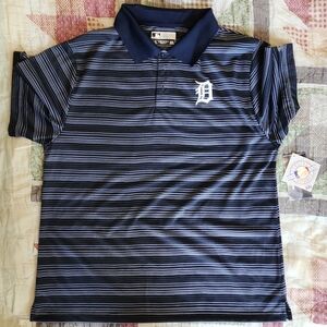 Navy Striped Detroit Tigers Polo Shirt